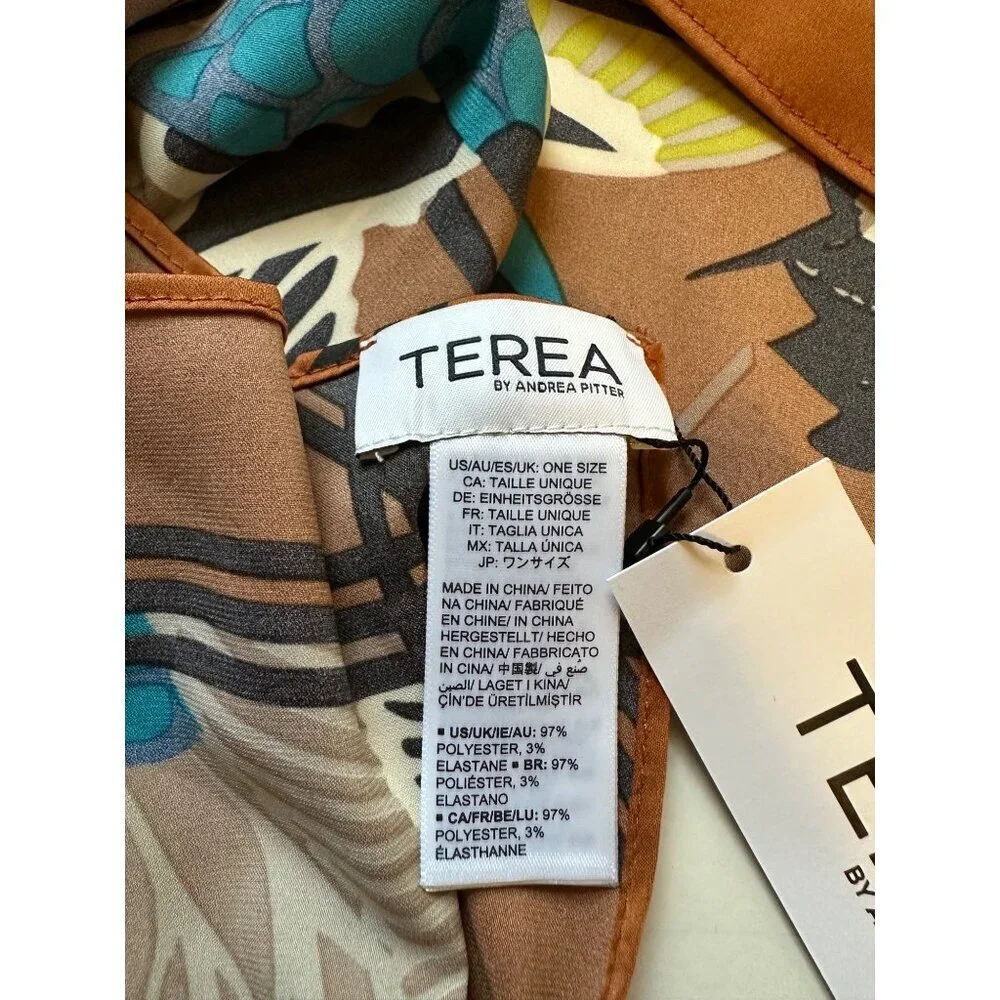 TEREA Women's Standard Aniyah Crane Print Silky Scarf multiple ways to wear NWT